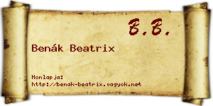 Benák Beatrix névjegykártya